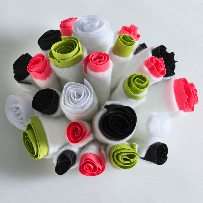 colourful handmade textile flowers